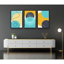 Quadro decorativo abstrato geométrico moderno amarelo azul colorido Quadro decorativo abstrato geométrico moderno amarelo azul colorido