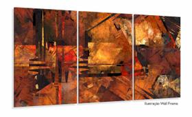 Quadro Decorativo Abstrato Geometrico Sala Quarto 3 peças 120x60
