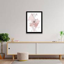 Quadro Decorativo Abstrato Geométrico Triângulos Rosinhas
