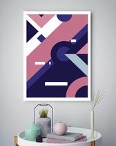 Quadro Decorativo Abstrato Geométrico ul Rosa - 70X50Cm