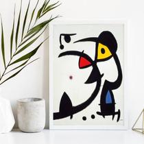 Quadro Decorativo Abstrato Joan Miró 45x34cm Madeira Branca