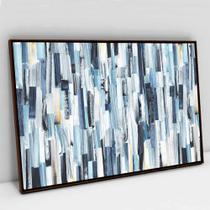 Quadro Decorativo Abstrato Listras Multicoloridas e Azuladas em tela Canvas