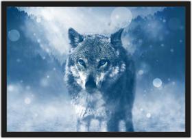 Quadro Decorativo Abstrato Lobo Animais Decoração Com Moldura