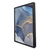 Quadro Decorativo Abstrato Mármore Azul Clean em Moldura Caixa