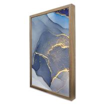 Quadro Decorativo Abstrato Mármore Azul Clean em Moldura Caixa Quadro Decorativo Abstrato Mármore Azul Clean em Moldura Caixa