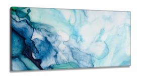 Quadro Decorativo Abstrato Marmore Azul em Tecido Canvas 130x60