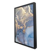Quadro Decorativo Abstrato Mármore Azul Perolado em Moldura Caixa Quadro Decorativo Abstrato Mármore Azul Perolado em Moldura Caixa