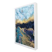 Quadro Decorativo Abstrato Mármore Azul Profundo em Moldura Caixa