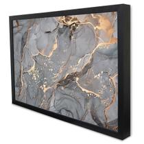 Quadro Decorativo Abstrato Mármore Cinza Perolado em Moldura Caixa Quadro Decorativo Abstrato Mármore Cinza Perolado em Moldura Caixa