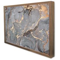 Quadro Decorativo Abstrato Mármore Cinza Perolado em Moldura Caixa Quadro Decorativo Abstrato Mármore Cinza Perolado em Moldura Caixa