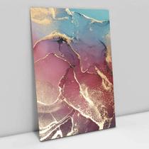Quadro Decorativo Abstrato Mármore Rosa e Azul Perolado em tela Canvas Quadro Decorativo Abstrato Mármore Rosa e Azul Perolado em tela Canvas