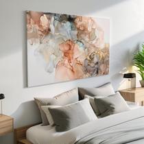 Quadro Decorativo Abstrato Marmorizado Bege Luxo 90x60 Para Quarto Sala Escritório de Parede