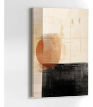 Quadro Decorativo Abstrato Minimalista Tom Preto Laranja Tecido Canvas