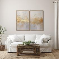 Quadro Decorativo Abstrato Modelo Rústico 2 Telas 60x90 para Sala Quarto Escritório