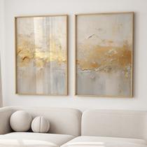 Quadro Decorativo Abstrato Modelo Rústico 2 Telas 60x90cm para Sala Quarto Escritório Quadro Decorativo Abstrato Modelo Rústico 2 Telas 60x90cm para Sala Quarto Escritório