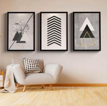 Quadro Decorativo Abstrato Moderno Triângulos 3 Peças