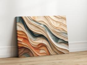 Quadro Decorativo Abstrato Orgânico Tons Naturais 90x60 Linha Premium IMpresso nas Laterais
