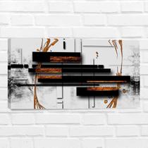 Quadro Decorativo Abstrato Preto e Branco para Sala de Jantar e Estar 55x100 Quadro Decorativo Abstrato Preto e Branco para Sala de Jantar e Estar 55x100