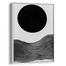 Quadro decorativo Abstrato Preto e Branco sob a Lua Serena - Art Canvas Quadro decorativo Abstrato Preto e Branco sob a Lua Serena - Art Canvas