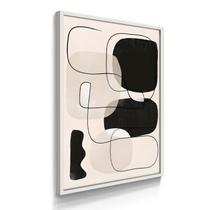 Quadro Decorativo Abstrato Preto Formas 55x40 Com Moldura