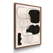 Quadro Decorativo Abstrato Preto Formas 55x40 Com Moldura