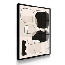 Quadro Decorativo Abstrato Preto Formas 55x40 Com Vidros