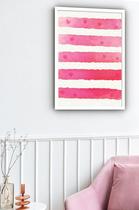 Quadro Decorativo Abstrato Rosa Corações - 70X50Cm Quadro Decorativo Abstrato Rosa Corações - 70X50Cm