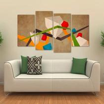 Quadro Decorativo Abstrato Sala Escritório Em Tecido 4 Peças