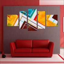 Quadro Decorativo Abstrato Salas Escritórios Consultórios Mosaico Moderno Decoração 5 Peças GG1