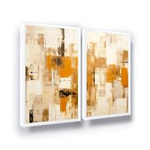 Quadro Decorativo Abstrato Tons Amarelo Quarto Sala