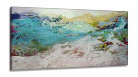 Quadro Decorativo Abstrato Tons Claros 130x60 em Tecido Canvas