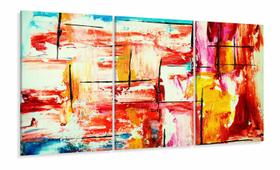 Quadro Decorativo Abstrato Tons De Vermelho 120x60 cm