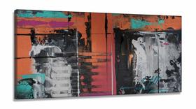 Quadro Decorativo Abstrato Tons escuros 130x60 em Tecido Canvas