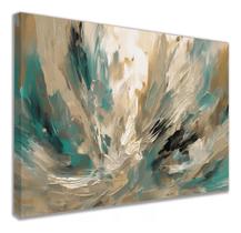 Quadro Decorativo Abstrato Tons Verdes Tecido Canvas