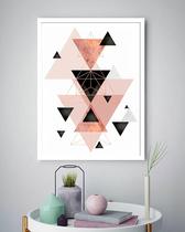 Quadro Decorativo Abstrato Triângulos Pirâmides Rosê-70X50Cm Quadro Decorativo Abstrato Triângulos Pirâmides Rosê-70X50Cm