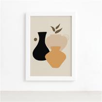 Quadro Decorativo Abstrato Vasos Mold Branca 22x32cm