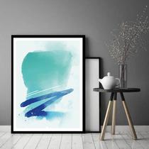 Quadro Decorativo Abstrato Verde Azul Branco - 70x50cm Quadro Decorativo Abstrato Verde Azul Branco - 70x50cm