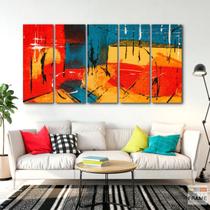 Quadro Decorativo Abstrato Vermelho Geométrico 140x65