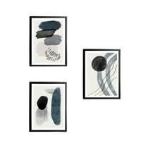 Quadro Decorativo Abstratos Gray And Black 24X18Cm 3 Peças