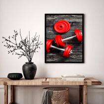 Quadro Decorativo Academia Halteres Vermelho - 70x50cm Quadro Decorativo Academia Halteres Vermelho - 70x50cm