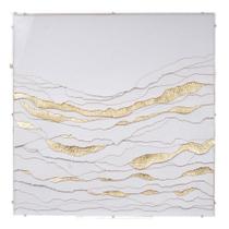 Quadro Decorativo Acrílico Branco e Dourado 80x80x5cm
