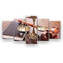 Quadro Decorativo Advocacia Balança da Justiça Advogado Personalizado Kit 5 peças Mosaico