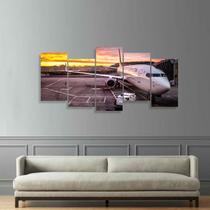 Quadro decorativo Aerporto Aviões Mosaico 5 Peças