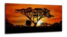 Quadro Decorativo Africa Paisagens Natureza em Tecido Canvas 130x60