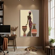 Quadro Decorativo Africana Estilizada 70x50cm Mold Branca Quadro Decorativo Africana Estilizada 70x50cm Mold Branca