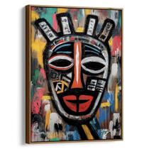 Quadro decorativo Africano Máscara Ancestral de Cores Vibrantes - Art Canvas
