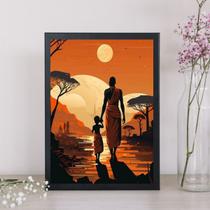 Quadro Decorativo Africano Por Do Sol 33x24cm