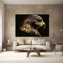 Quadro Decorativo Águia De Ouro Arte Tecido Canvas