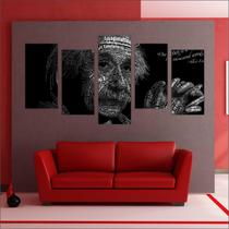 Quadro Decorativo Albert Einstein Físico Salas 5 Peças Com Moldura