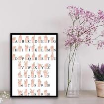 Quadro Decorativo Alfabeto De Libras 24X18Cm - Com Vidro